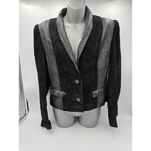Vintage 80s Wilsons Leather & Suede Jacket Womens Size 12/Shoulder Pads